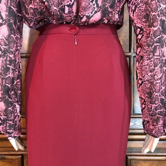 Kasper Burgundy Two Tier Pencil Skirt - Picture 6 of 8